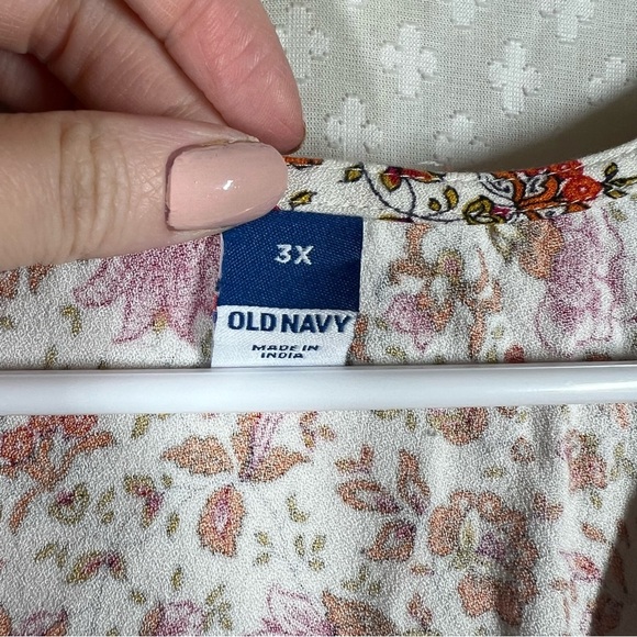 Old Navy Pink Floral Button Front Crepe Short Sleeve Dress - Picture 4 of 6